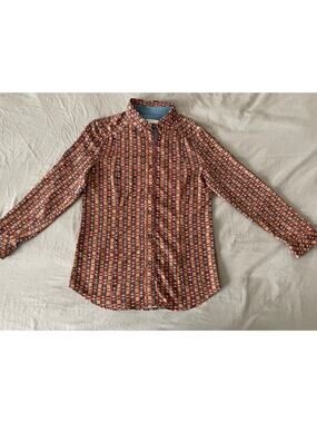 Crocodile Ladies Button Up Blouse MOD abstract pattern